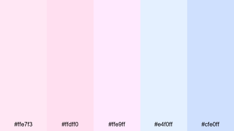 pastel cotton candy light color palette with hex codes