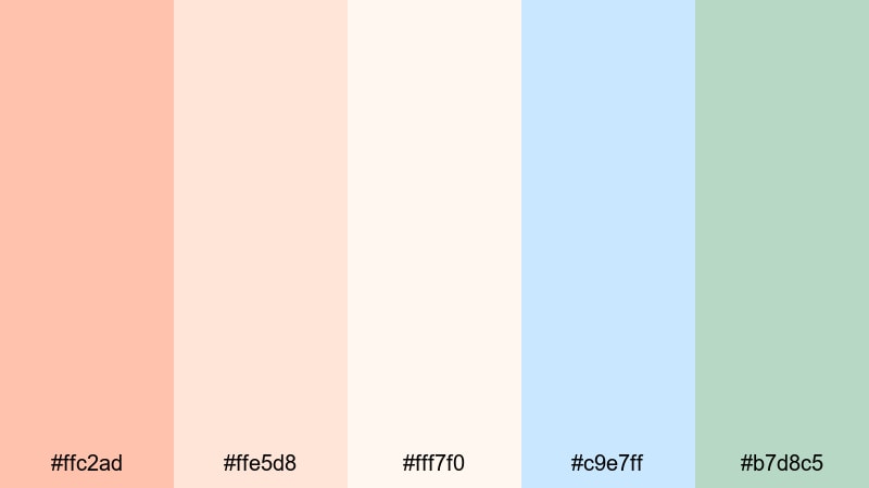 pastel daydream vlog peach coral color palette with hex codes