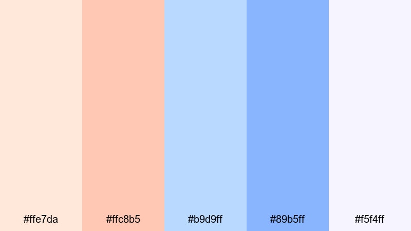 pastel daydream wave blue peach color palette with hex codes