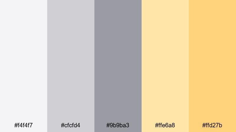 pastel dusk citylight yellow gray color palette with hex codes