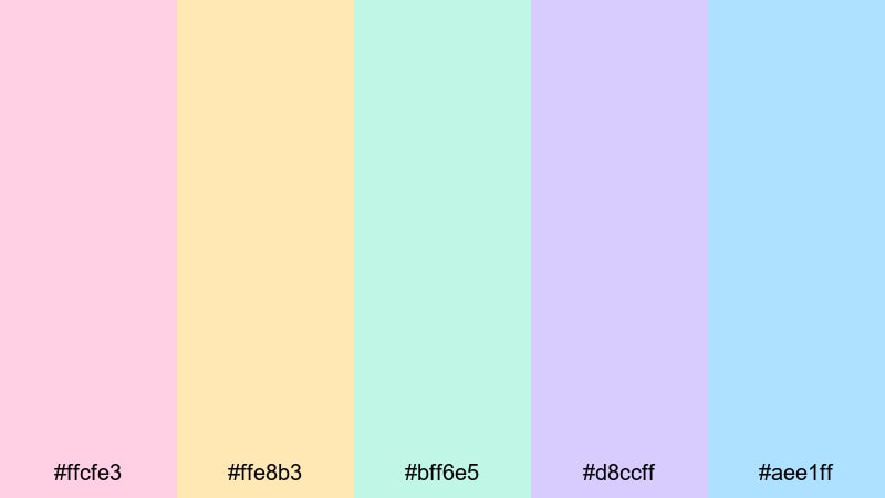 pastel egg hunt glow easter color palette with hex codes