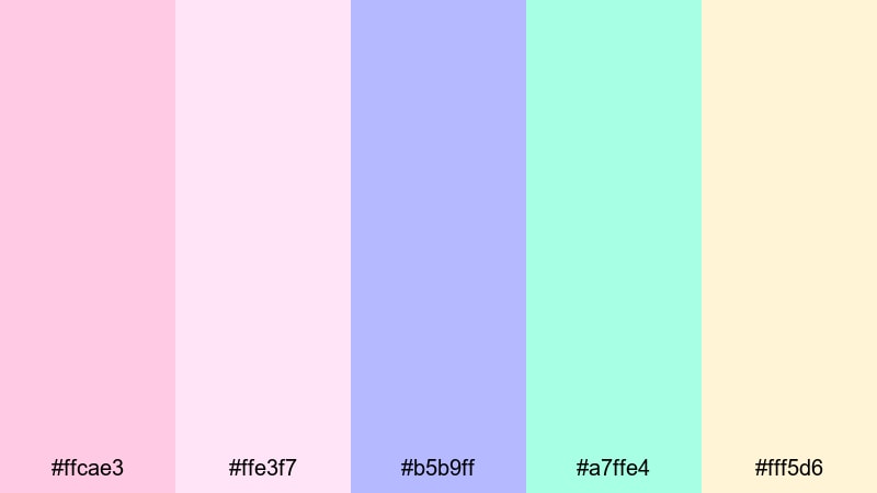 pastel gamer aesthetic pastel pink color palette with hex codes
