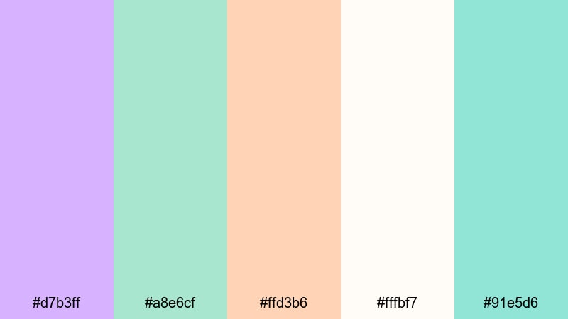 pastel grape garden purple green color palette with hex codes