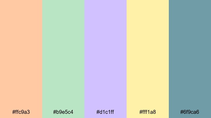 pastel gypsy caravan hippie color palette with hex codes