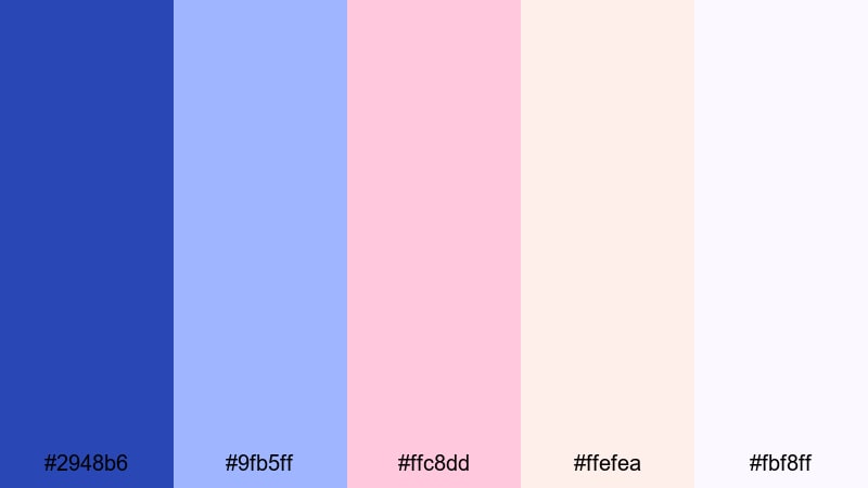 pastel harbor glow persian blue color palette with hex codes