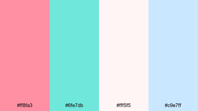 pastel harbor glow red turquoise color palette with hex codes