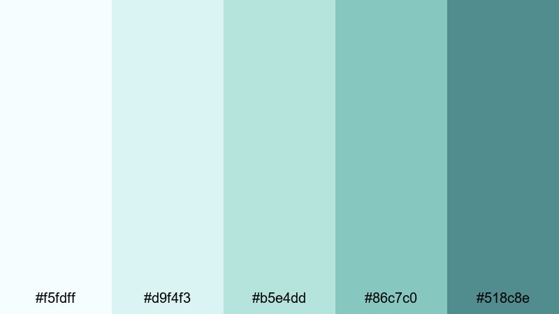 pastel harbor haze blue mint green color palette with hex codes
