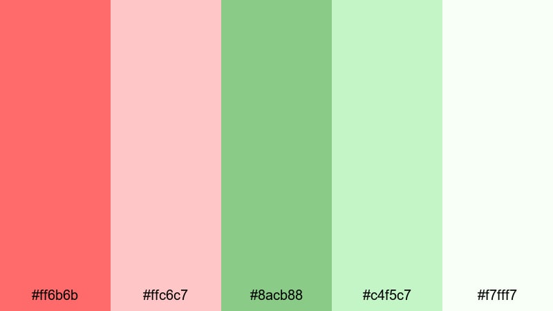 pastel holly whisper red green color palette with hex codes