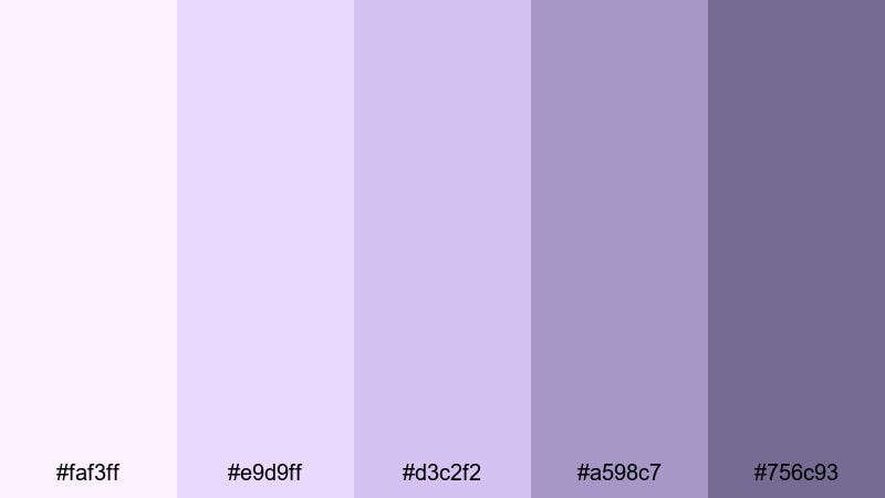 pastel macaron dreams purple gray color palette with hex codes