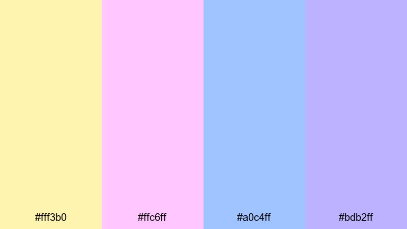 pastel nova skies supernova color palette with hex codes