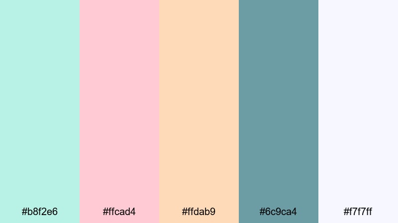 pastel palm breeze tropical color palette with hex codes