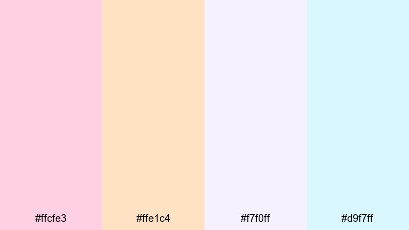 pastel panel frames cartoon color palette with hex codes