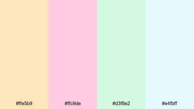pastel picnic cheer happy color palette with hex codes