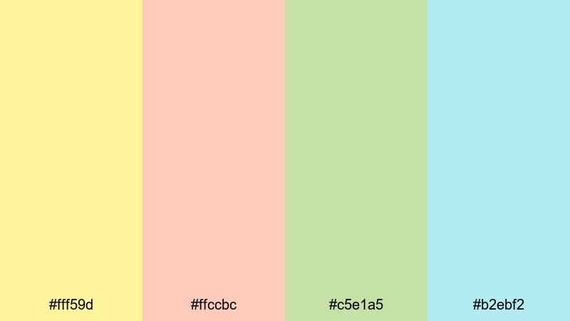 pastel picnic days lemon color palette with hex codes