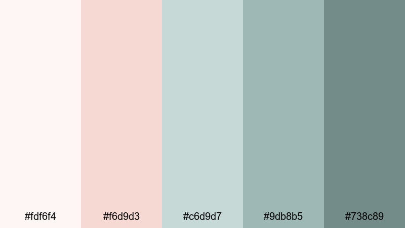 pastel pier morning gray turquoise color palette with hex codes