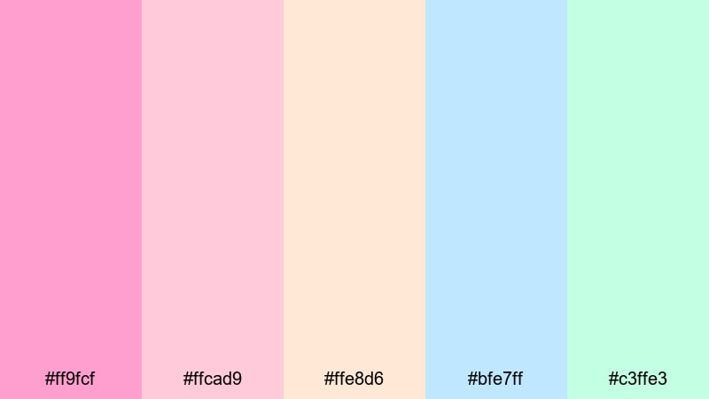 pastel pop vlog cotton candy color palette with hex codes