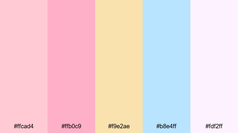 pastel pop vlog pale pink color palette with hex codes