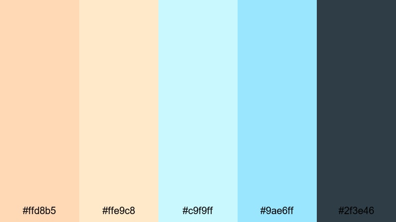 pastel popsicle drift orange cyan color palette with hex codes