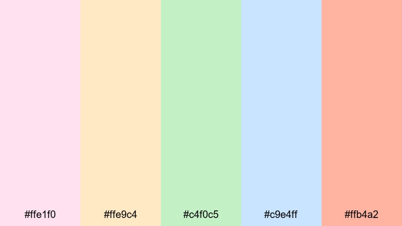 pastel roller skates retro diner color palette with hex codes