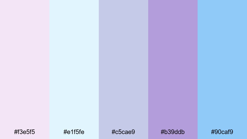 pastel starry violet violet color palette with hex codes