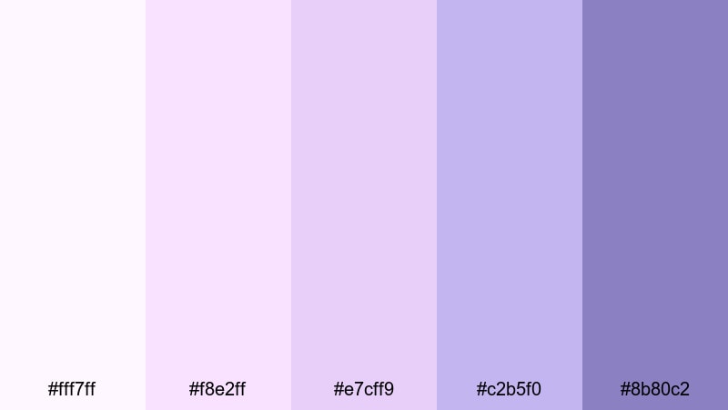 pastel storybook dream lavender color palette with hex codes