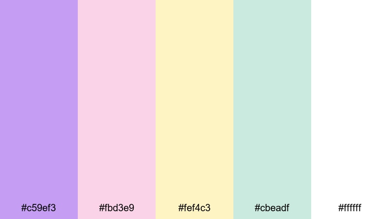 pastel storybook frame bright lavender color palette with hex codes
