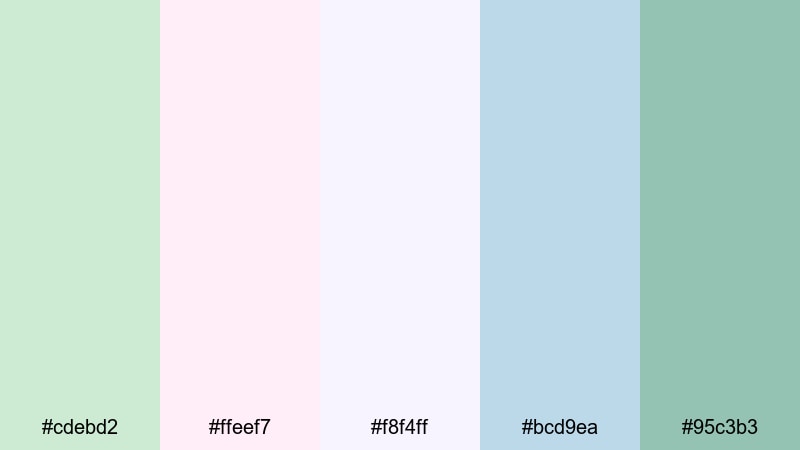 pastel studio daydream celadon color palette with hex codes