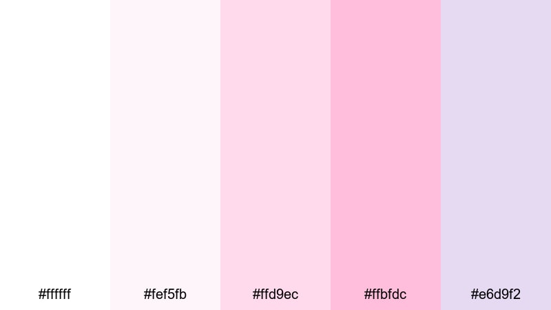 pastel studio dream white pink color palette with hex codes