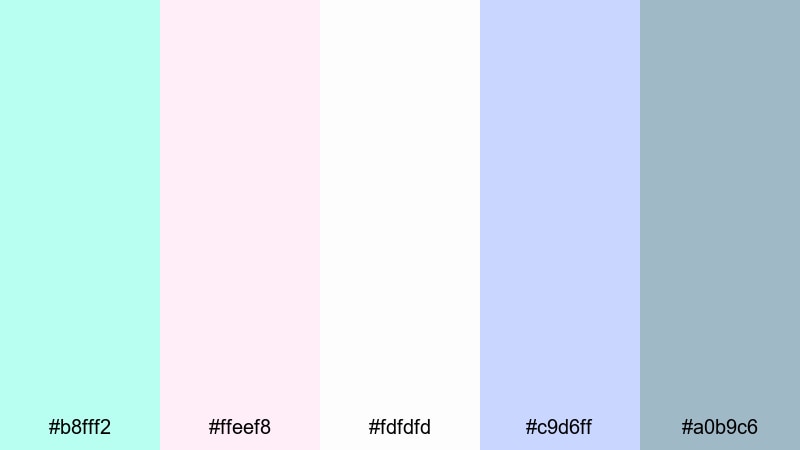 pastel studio morning mint blue color palette with hex codes