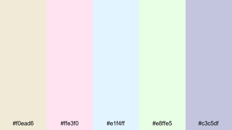 pastel studio softbox eggshell color palette with hex codes