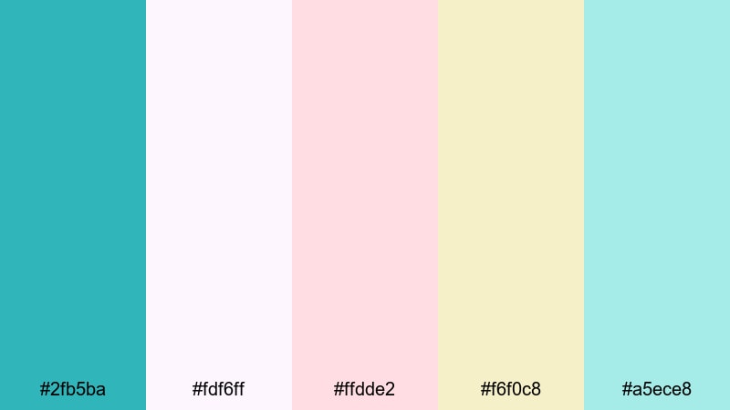 pastel surf story turquoise teal color palette with hex codes