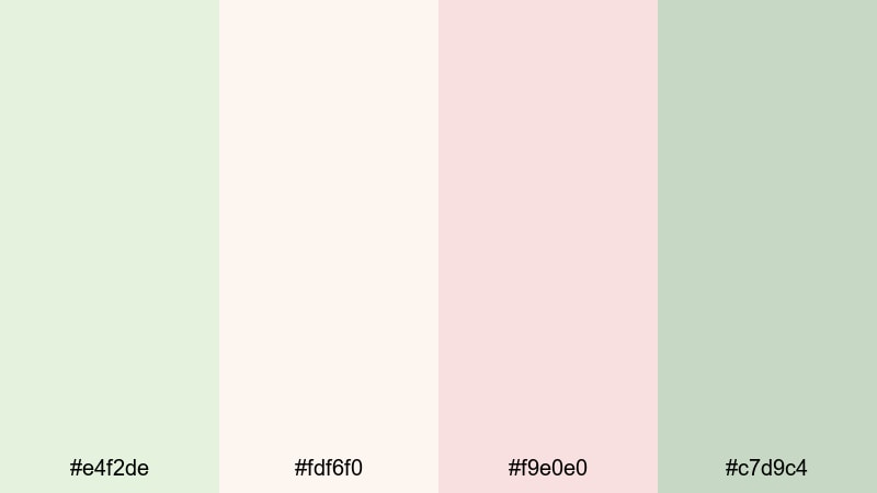 pastel tea garden pale green color palette with hex codes