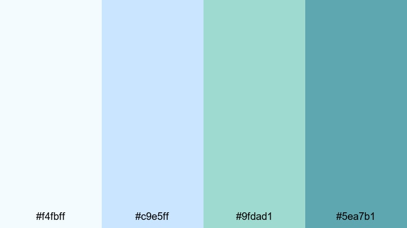 pastel tidal drift green blue color palette with hex codes