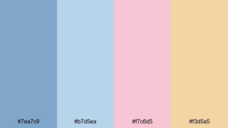 pastel tide whisper blue rose gold color palette with hex codes