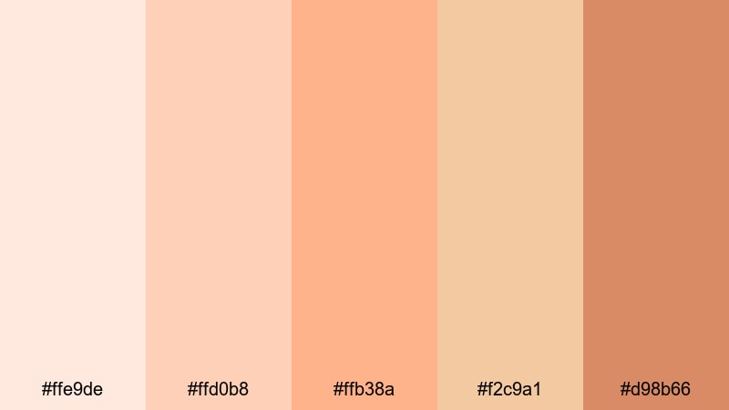 peach cloud afternoon orange cream color palette with hex codes