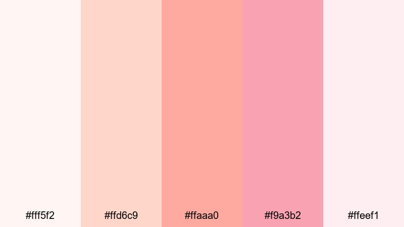 peach cloud daydream light coral color palette with hex codes
