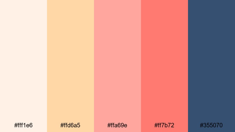peach cloud embrace sunrise color palette with hex codes