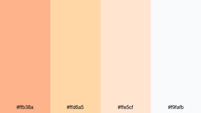 peach cloud morning tangerine color palette with hex codes