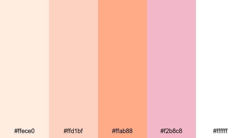 peach cloud serenity orange peach color palette with hex codes
