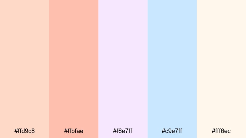 peach cloud whisper pastel orange color palette with hex codes