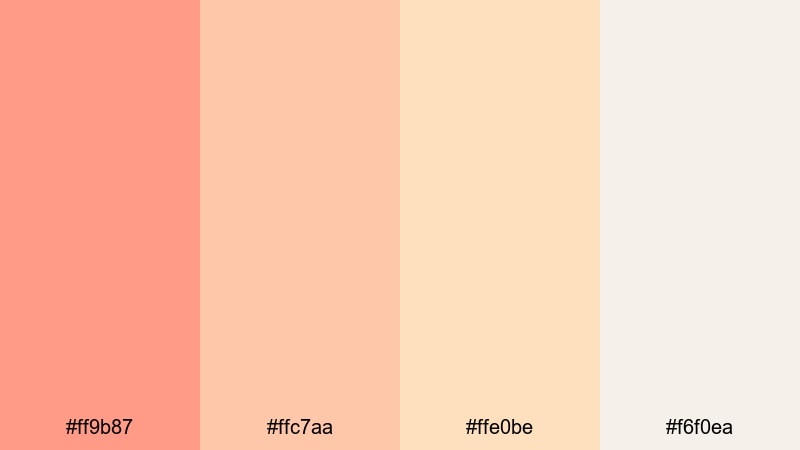 peach coral cloud coral color palette with hex codes