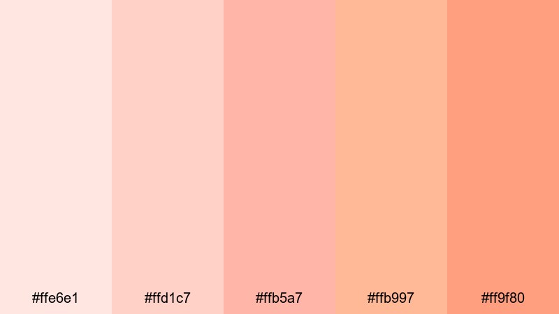 peach fizz daydream pink red orange color palette with hex codes