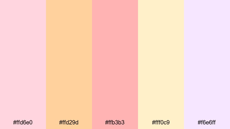 peach fizz daydream yellow pink color palette with hex codes