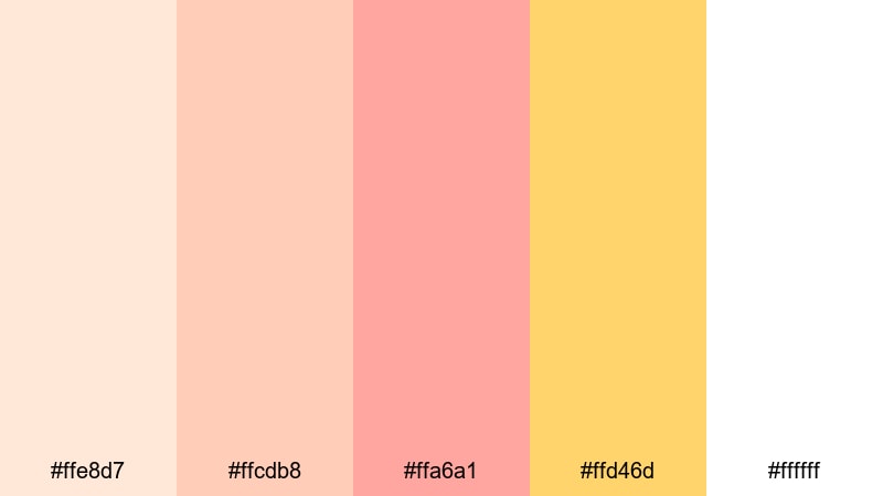 peach fizz pop light apricot color palette with hex codes