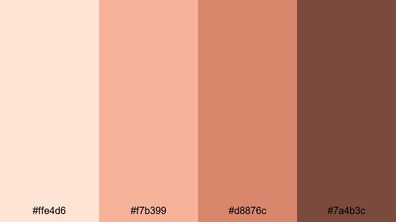 peach kissed horizon brown peach color palette with hex codes
