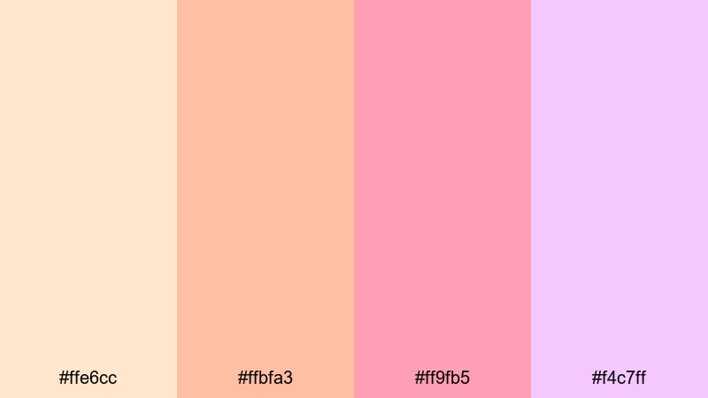 peach mist daybreak gradient color palette with hex codes