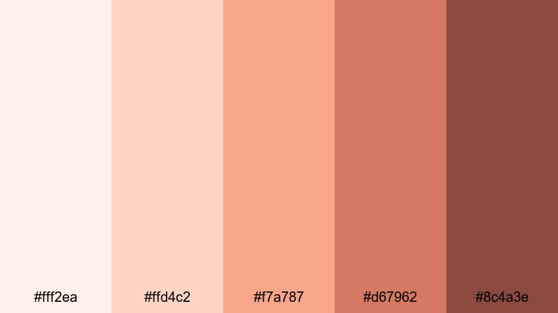 peach orchard vows rustic wedding color palette with hex codes
