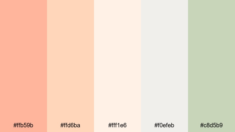 peach petal daydream melon color palette with hex codes
