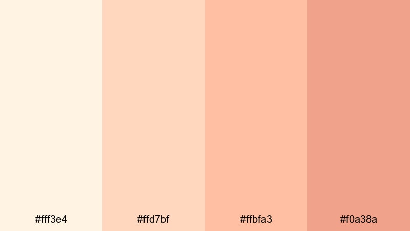 peach tulle dream cream color palette with hex codes