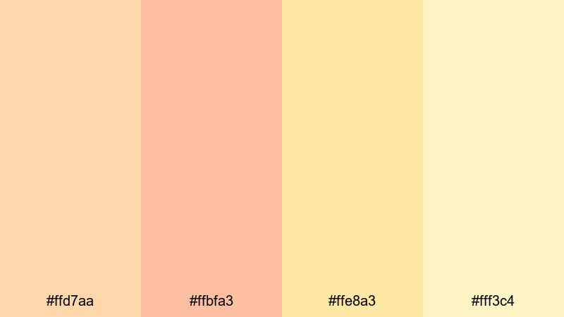 peachy lemon sorbet orange yellow color palette with hex codes